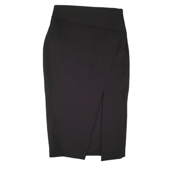 NWT ZARA WOMEN Black Asymmetrical Slit Pencil Skirt Size XS - Picture 2 of 9